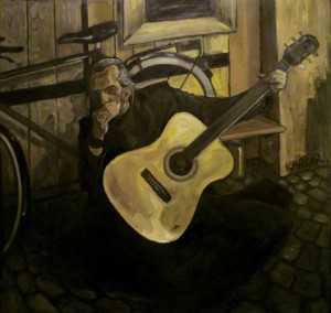 Der Gitarrist Montenegro, Öl auf Leinwand, 1x1m, 2012